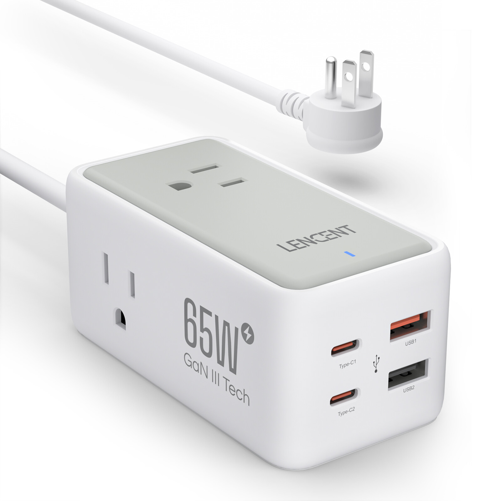LENCENT PD65W GaN Charger Desktop Laptop Adapter Power Strip For iPhone Macbook