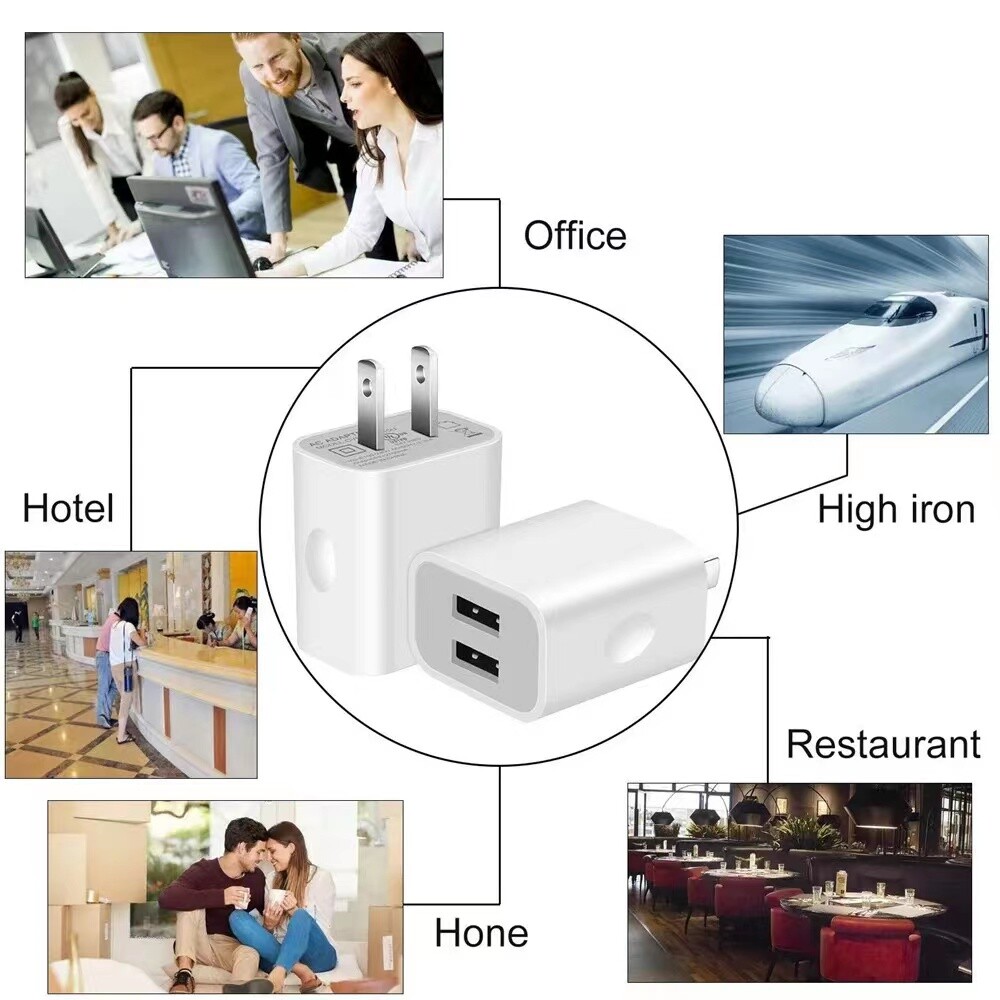 5V 2A Double USB A Wall Adapter AC to DC 10W Charger Cube For iPhone Samsung Lot