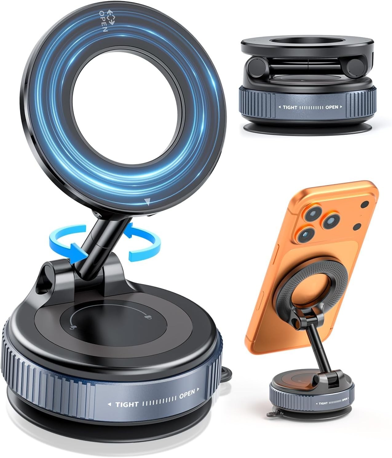 360° Adjustable Magnetic Vacuum Suction Cup Car Phone Holder Mount for MagSafe