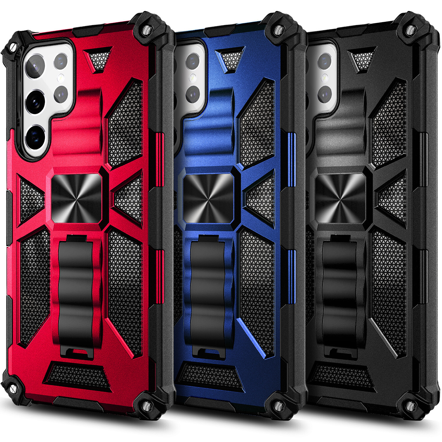 Case For Samsung Galaxy S22/S22+/S22 Ultra Built-In Kickstand + Screen Protector