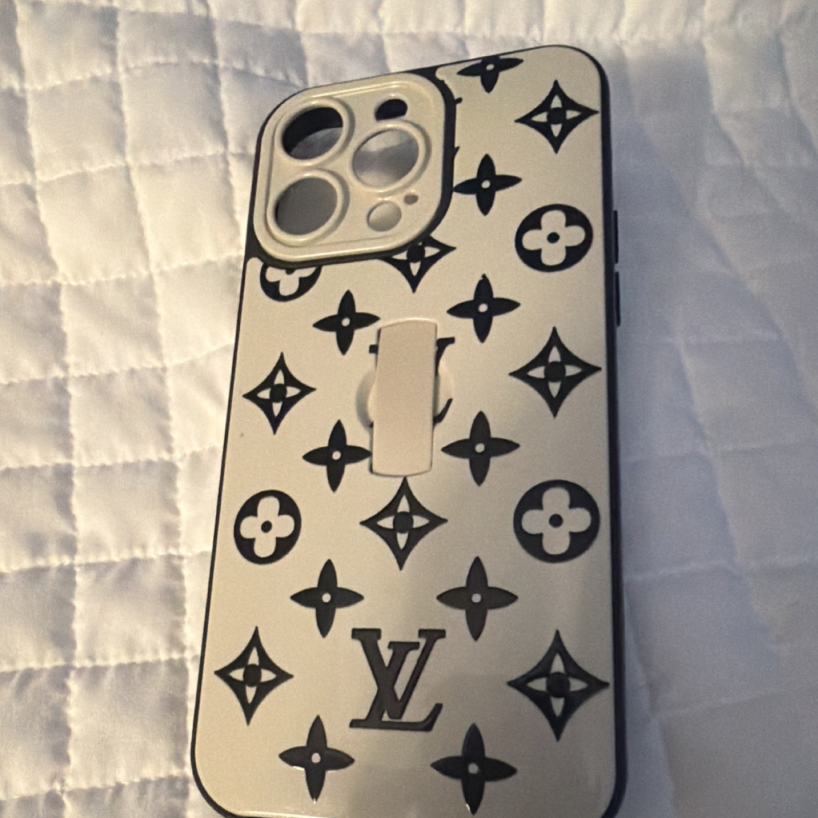 White & Black Patterned Monogram Back Case Phone Case Cover