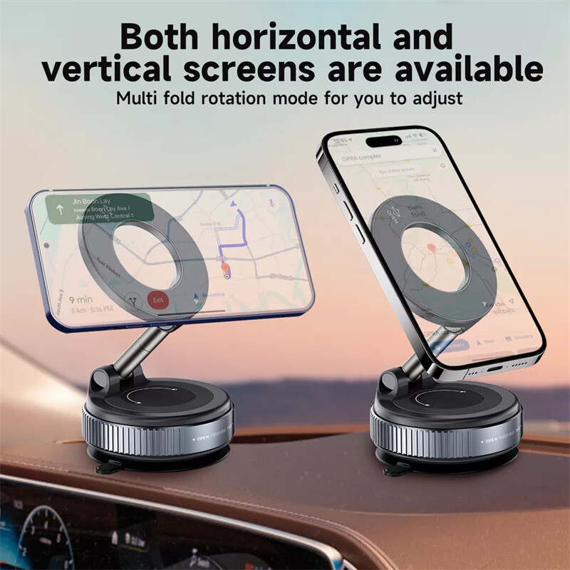 360° Adjustable Magnetic Vacuum Suction Cup Car Phone Holder Mount For MagSafe