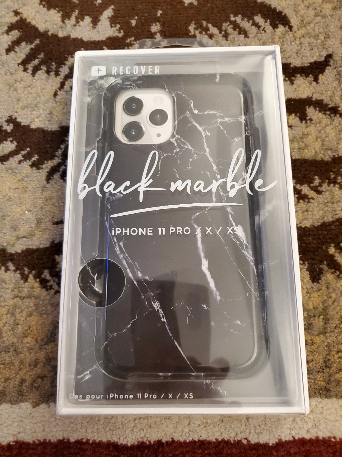 Recover Black Marble iPhone 11 Pro/X/XS Cell Phone Case Rose Shimmer