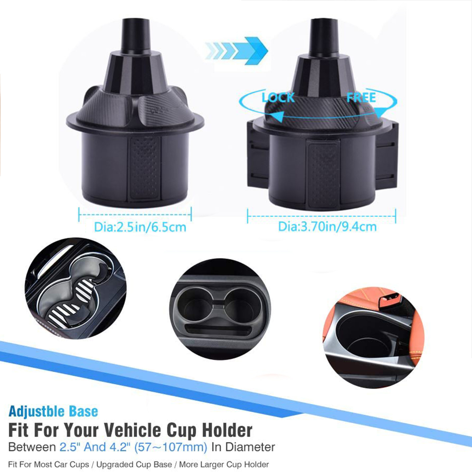 360° Cup Holder Car Mount Cradle for Cell Phone Drink Organizer Holder Universal