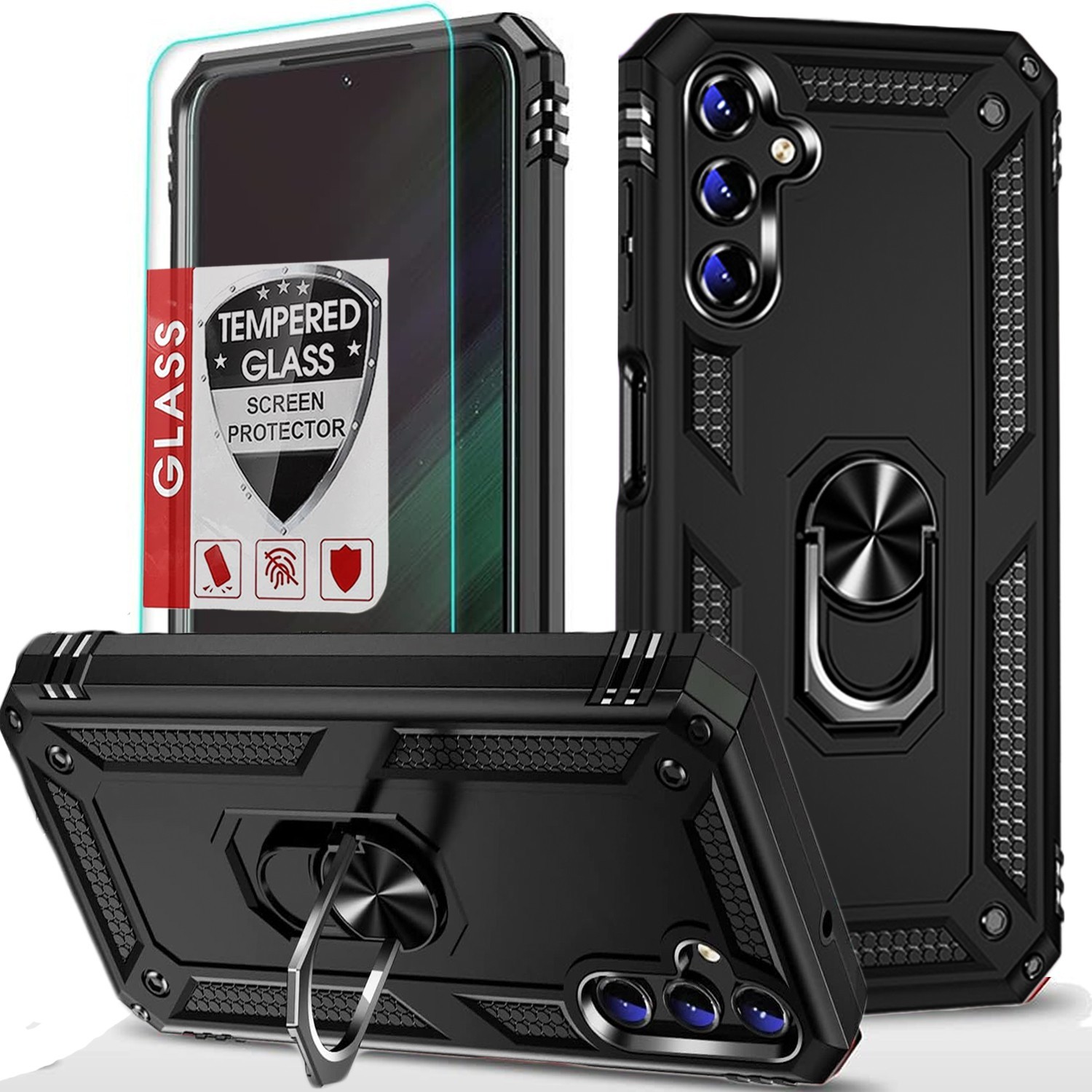 For Samsung Galaxy A17 5G Case Phone Cover Shockproof Kickstand + Tempered Glass