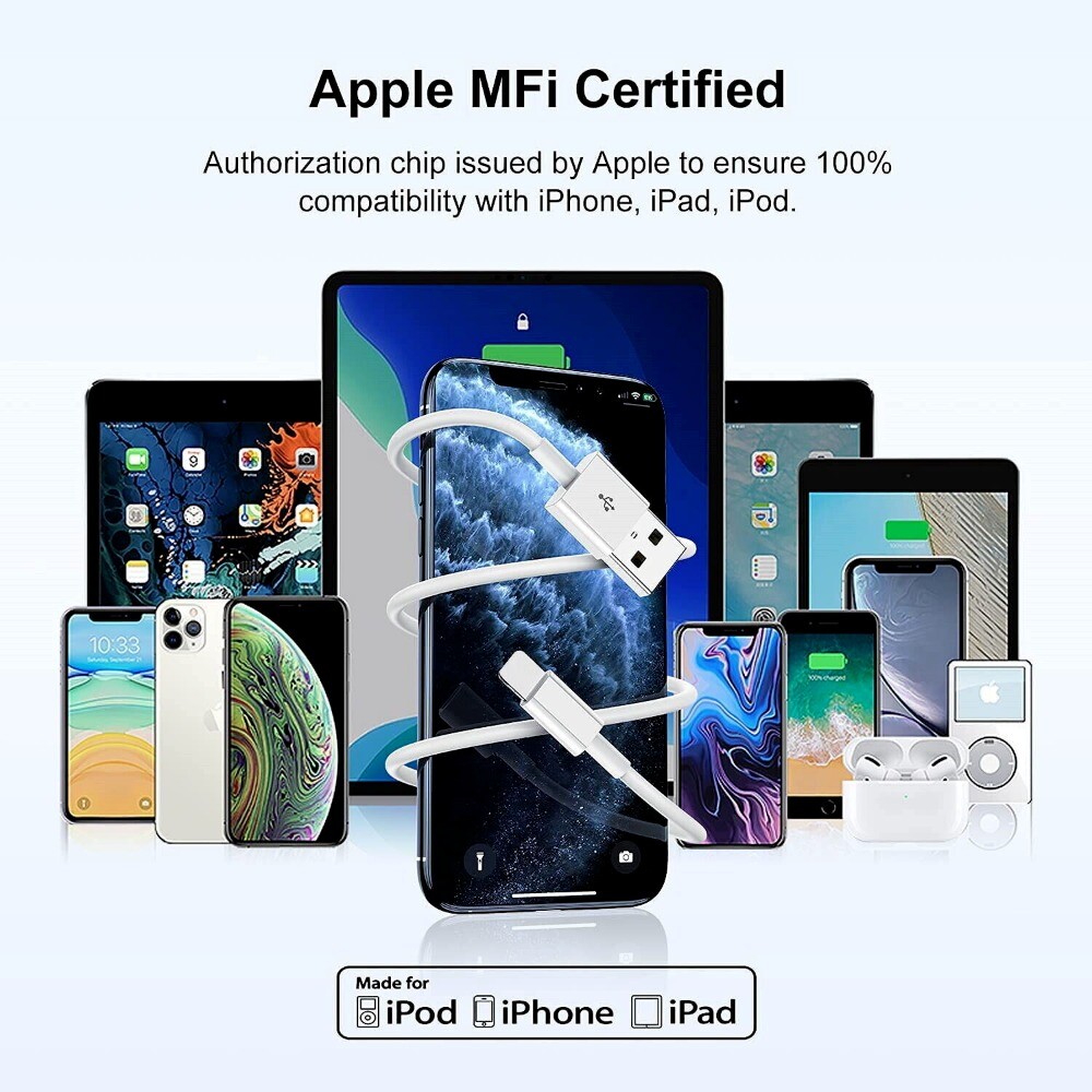 USB Wall Charger Block Fast Charging Cable For iPhone 6 7 8 X XR XS 11 12 13 14