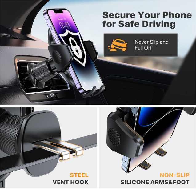 Miramax Universal Car Phone Mount Air Vent w/ Metal Hook Clip iPhone Android