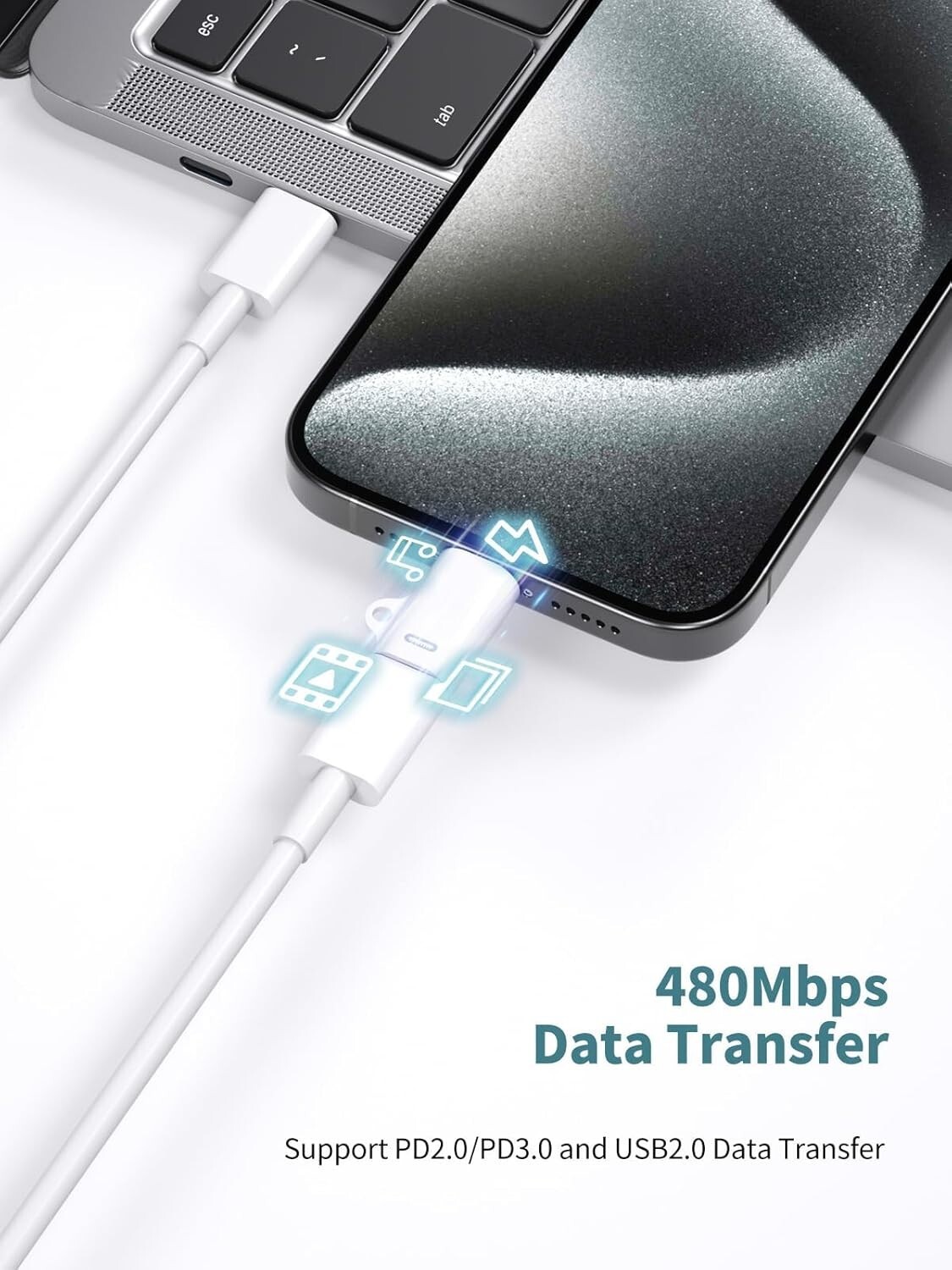 USB C to Lightning Adapter 3 Pack [Mfi Certified] Lightning Female to USB C