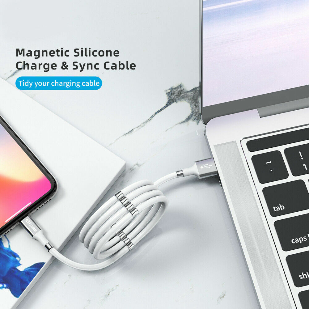 Magnetic Coiled Charging Cable Cord for Apple iPhone 14 13 12 11 Pro Max X XS