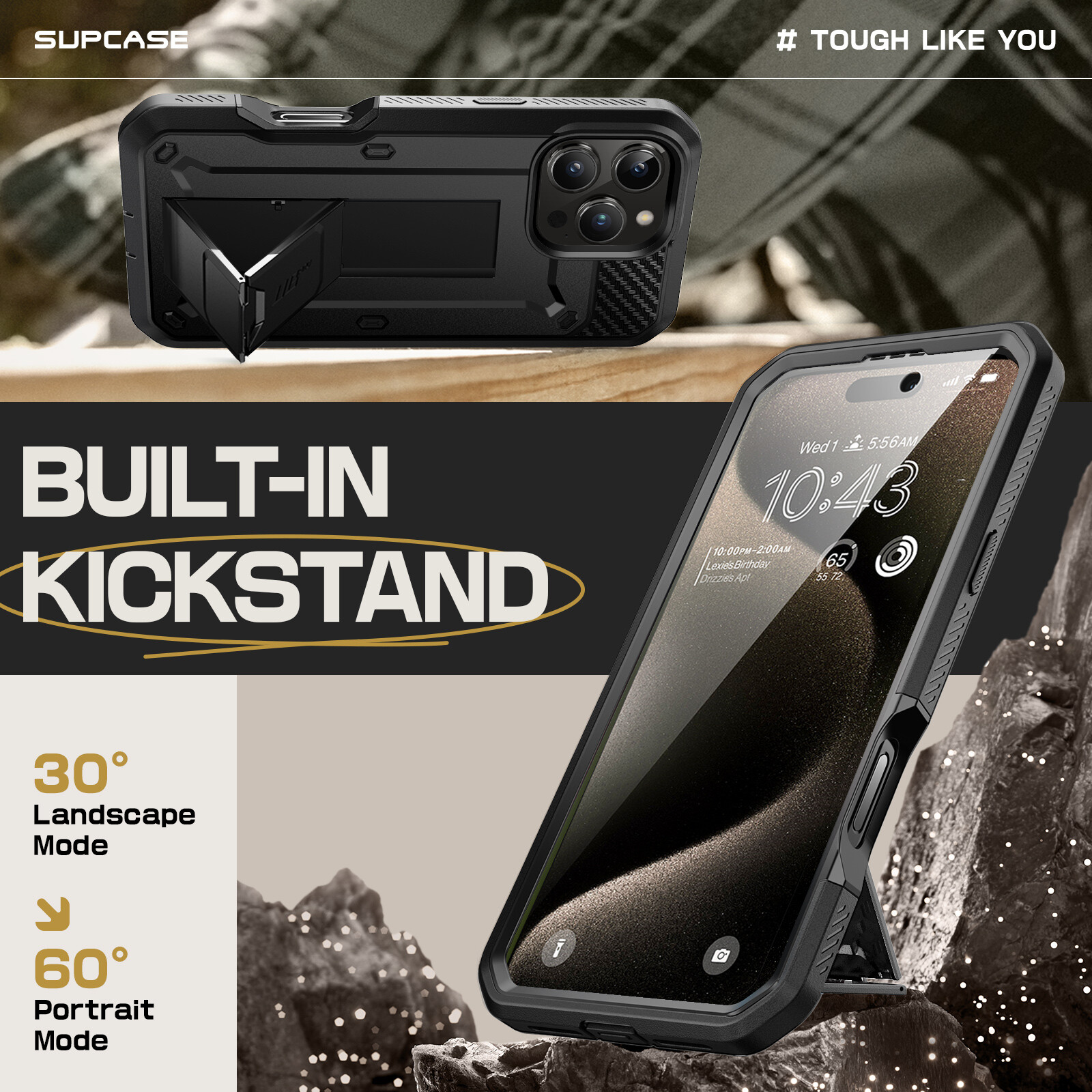 SUPCASE UBPro Case for iPhone 16 PRO MAX 6.9″ 2024 Dual Layers Shell Stand Cover