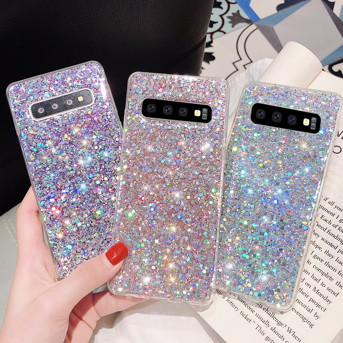 For Samsung Galaxy S22 S21 S20 Note 20 S20 Fashion Bling Glitter Cute Case Cover