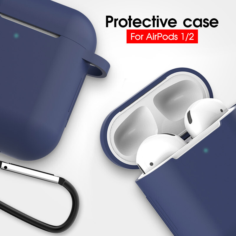 For Apple AirPods 2 & 1 Silicone Protective Case Full Cover + Fur Ball Keychain