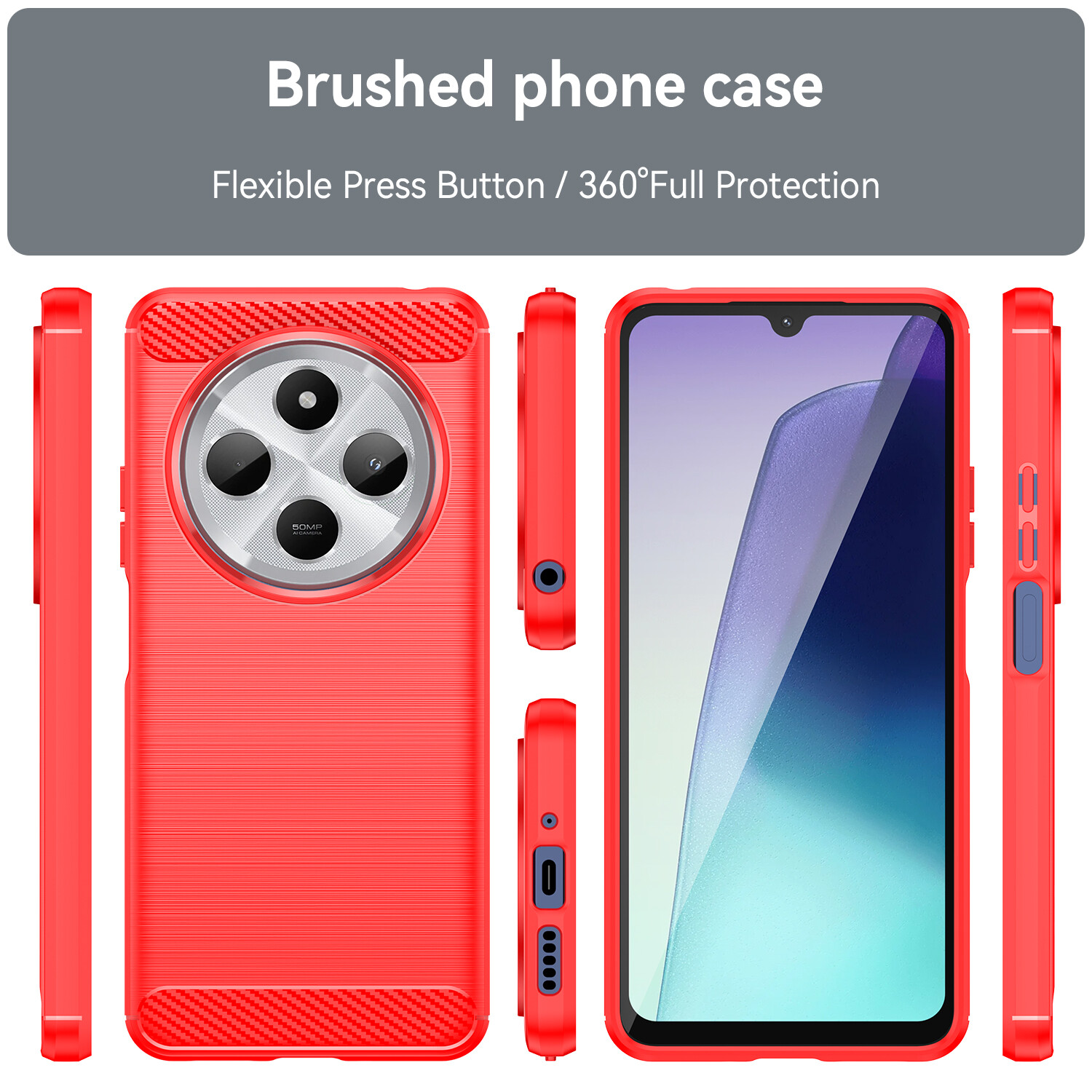 For XiaoMi RedMi 14C Luxury Magnetic Cover Plain Glossy Case + Tempered Glass