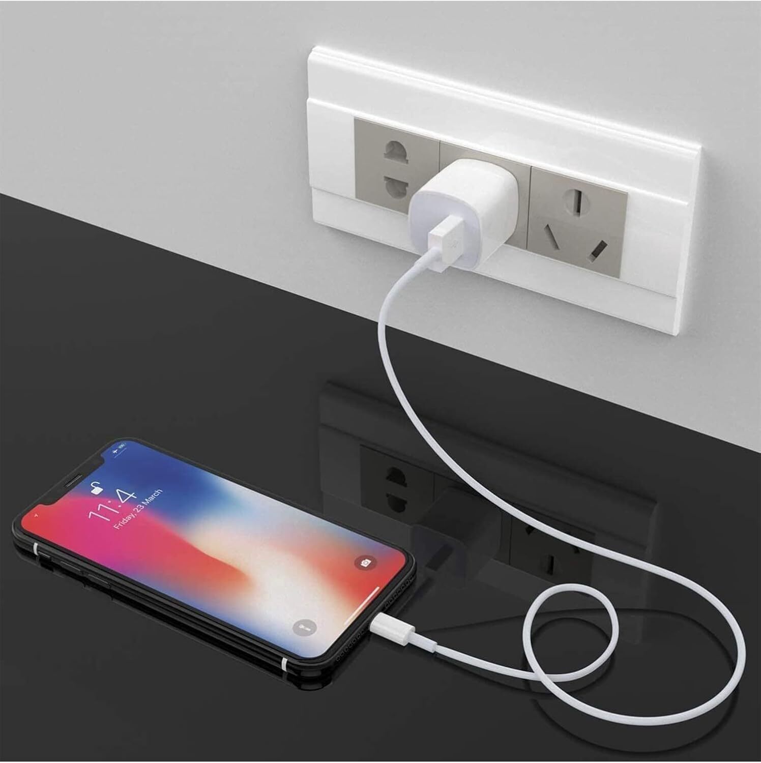White 1A USB Power Adapter AC Home Wall Charger US Plug FOR iPhone 5 6 7 8 Lot