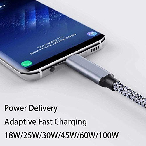 15FT USB C to USB C Cable 100W Type C Fast Charging Long Braided Charger Cord