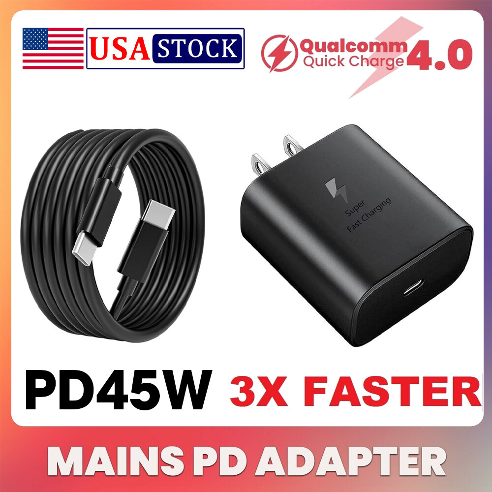 45W Fast Charger Wall Adapter Type C Charging Cord For Samsung Galaxy S23 S22 +