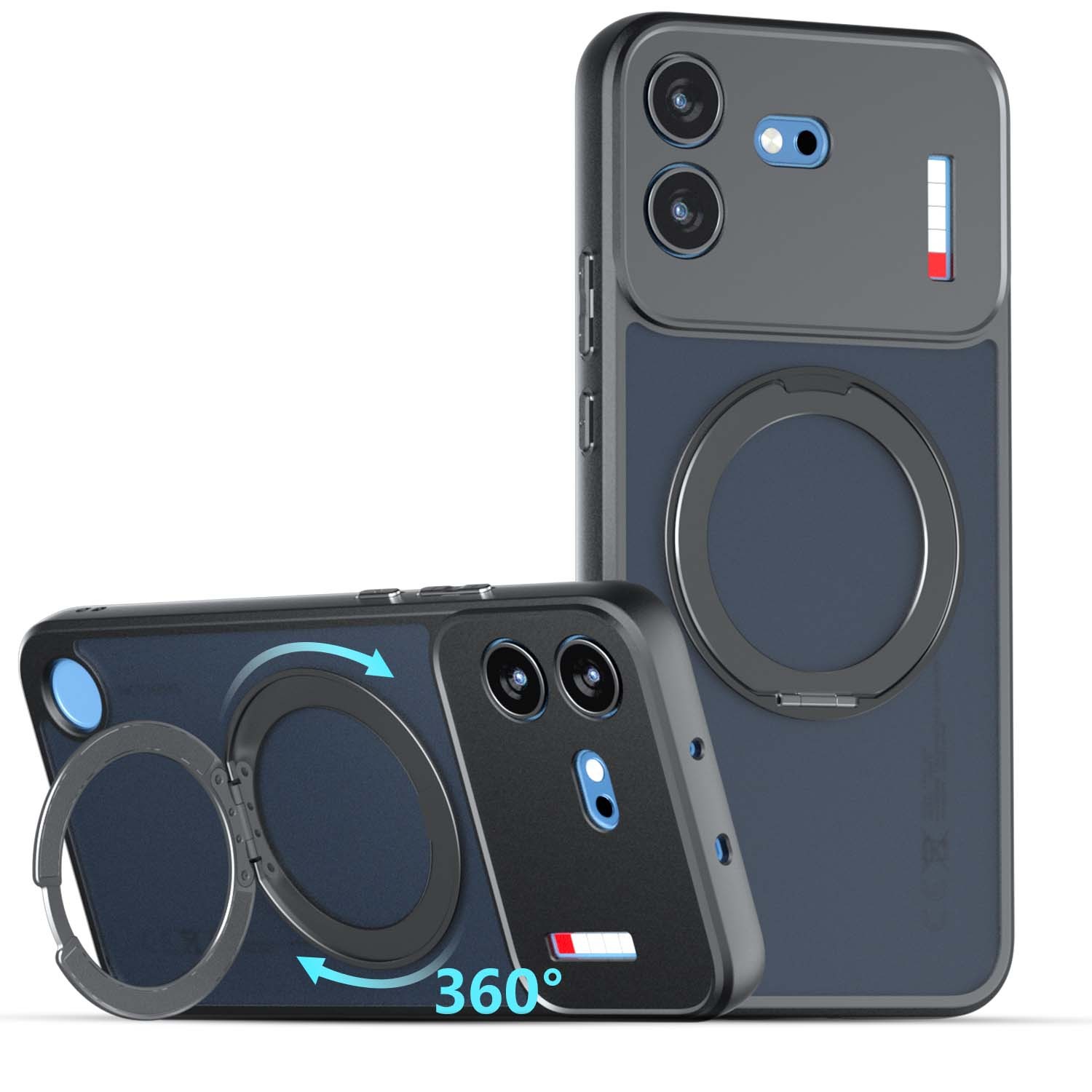 For Nothing Phone (4b), Hybrid Armor Wireless Charging Ring Stand Cover Case