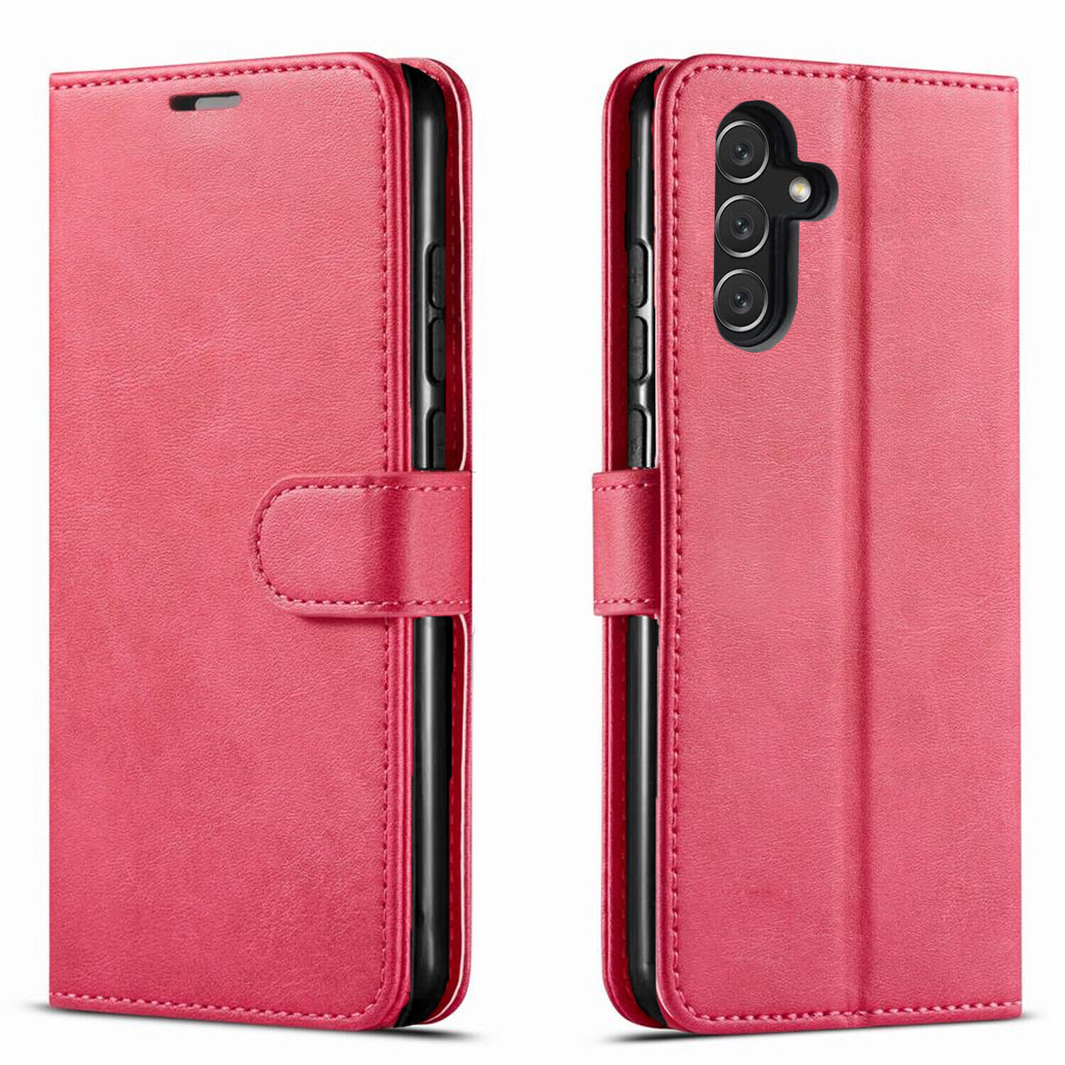 Glossy Luxury Wallet Case Cover + Tempered Glass For Samsung Galaxy A14 5G