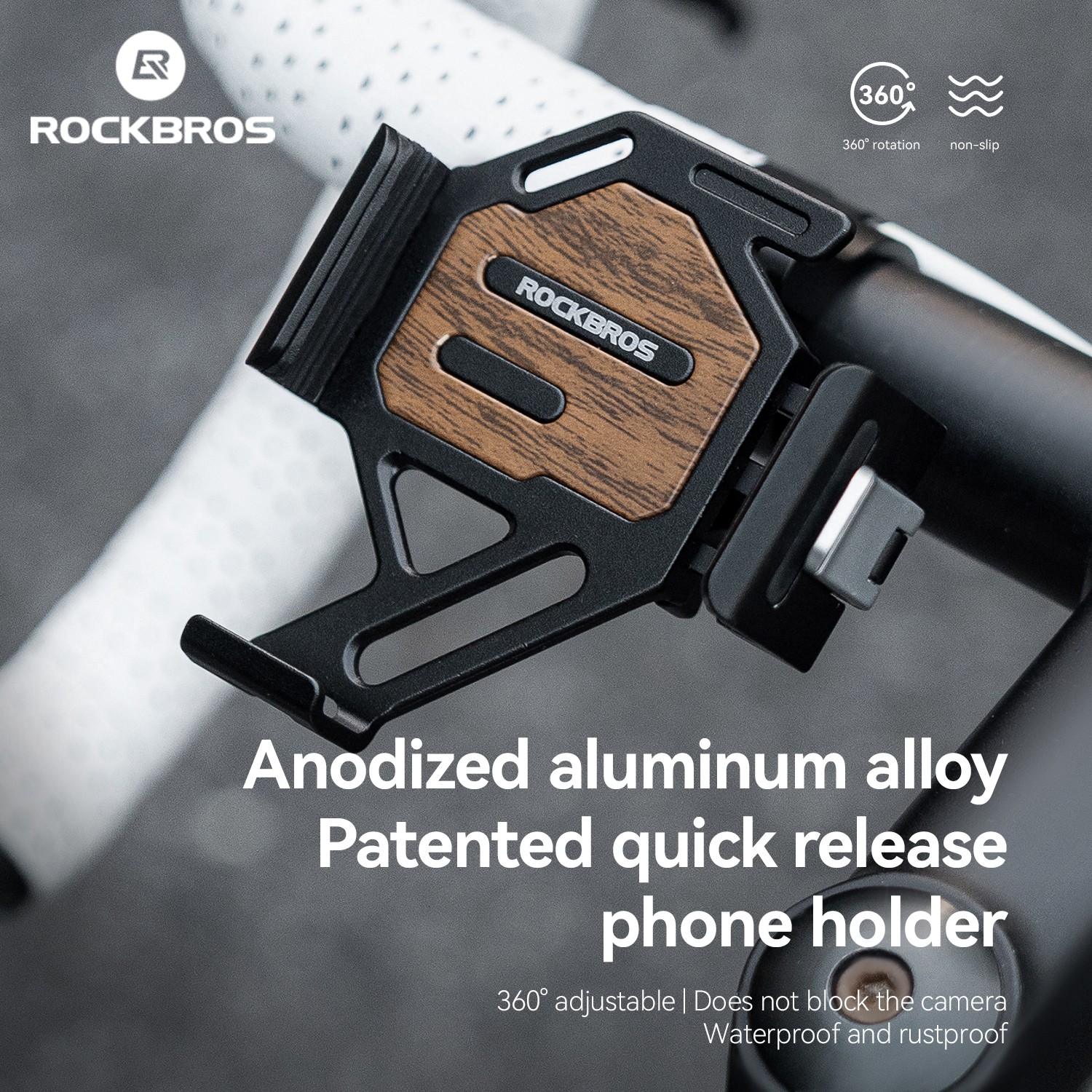 ROCKBROS Bike Phone Holder Stable 360° Adjustable MTB Road Bicycle Phone Mount