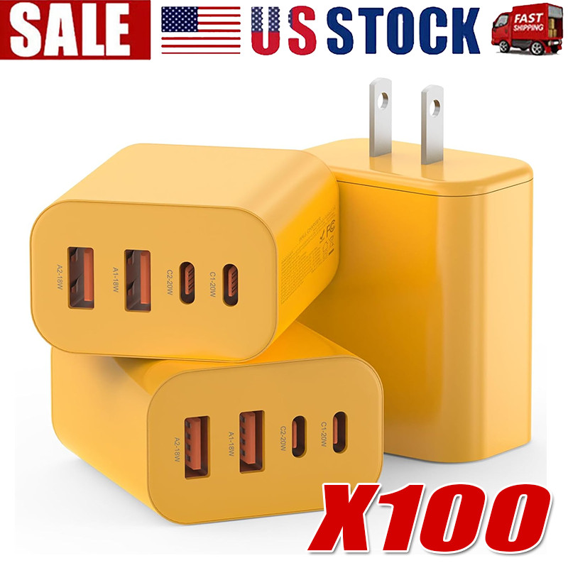 120W 4-Port USB C Fast Wall Charger Block For All Cell Phone iPad lot