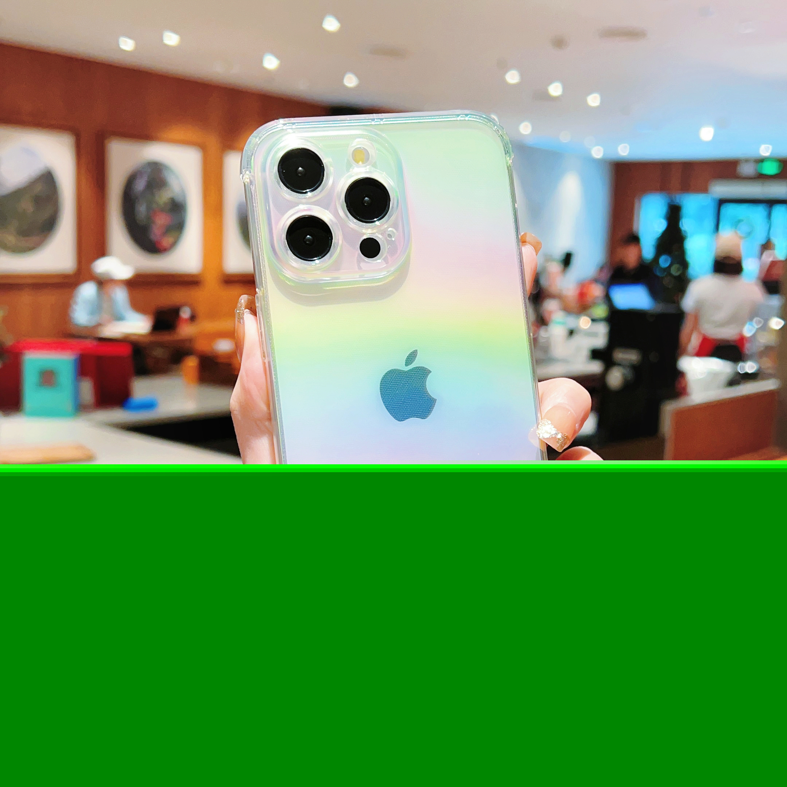 For iPhone 14 15 16 Pro Max Rainbow Gradient Clear Case Camera Cover Shockproof