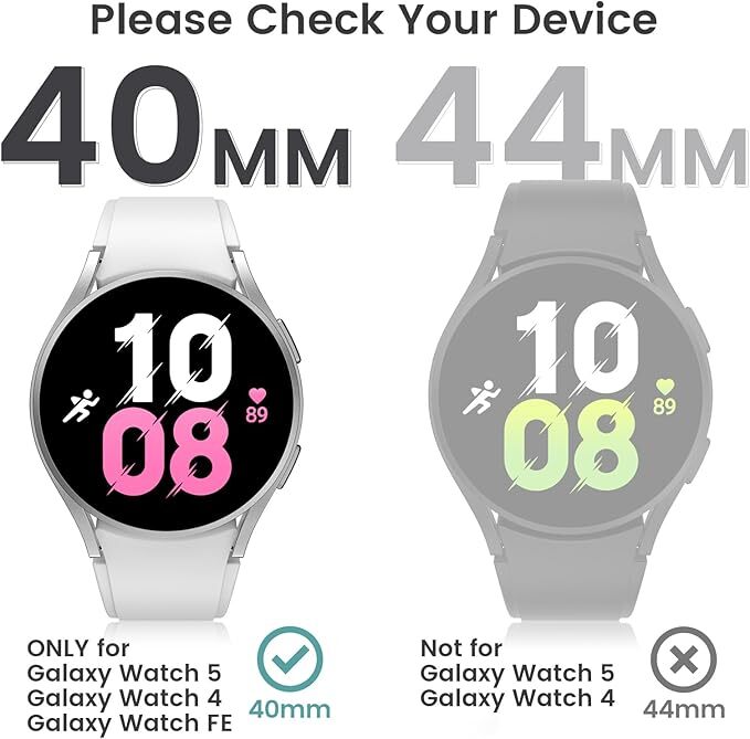 2X Samsung Galaxy Watch 4 5 6 7 40/44 Tempered Glass Protector Screen Case Cover