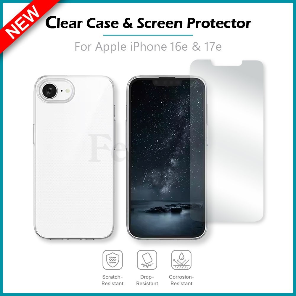 For iPhone 16e 17e Phone Case Shockproof Heavy Duty Cover+LCD Screen Protector