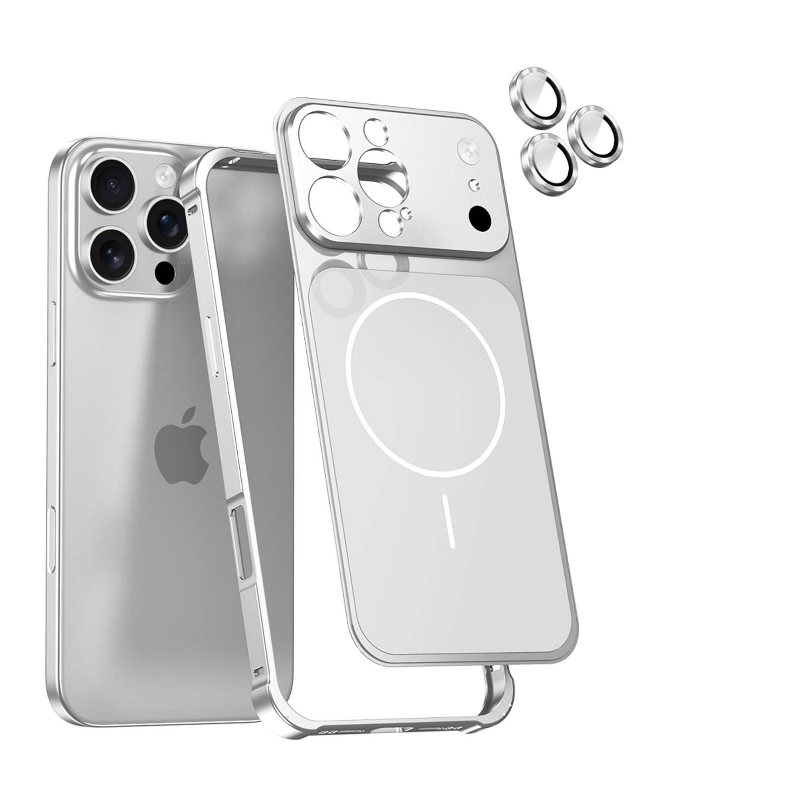 For iPhone 14/15/16/17 Pro Max Metal Bumper Case Mag-Safe Shockproof+Lens Cover