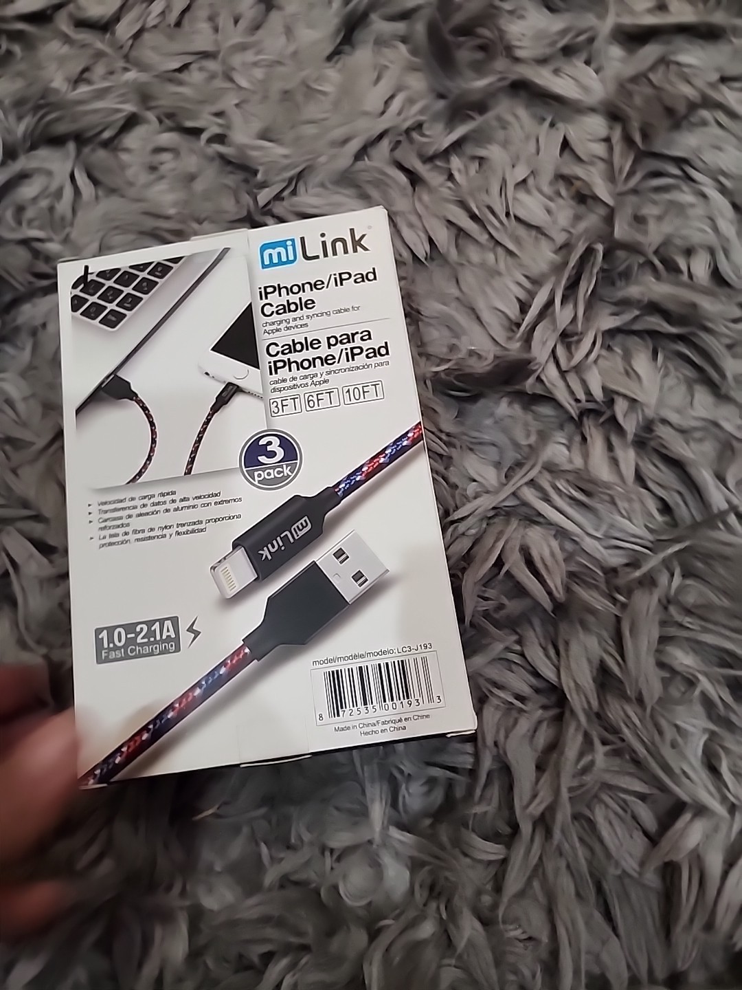 Mi Link IPhone/ipad Cable 3ft 6ft 10ft 3 Pack 1.0-2.1A Fast Charging