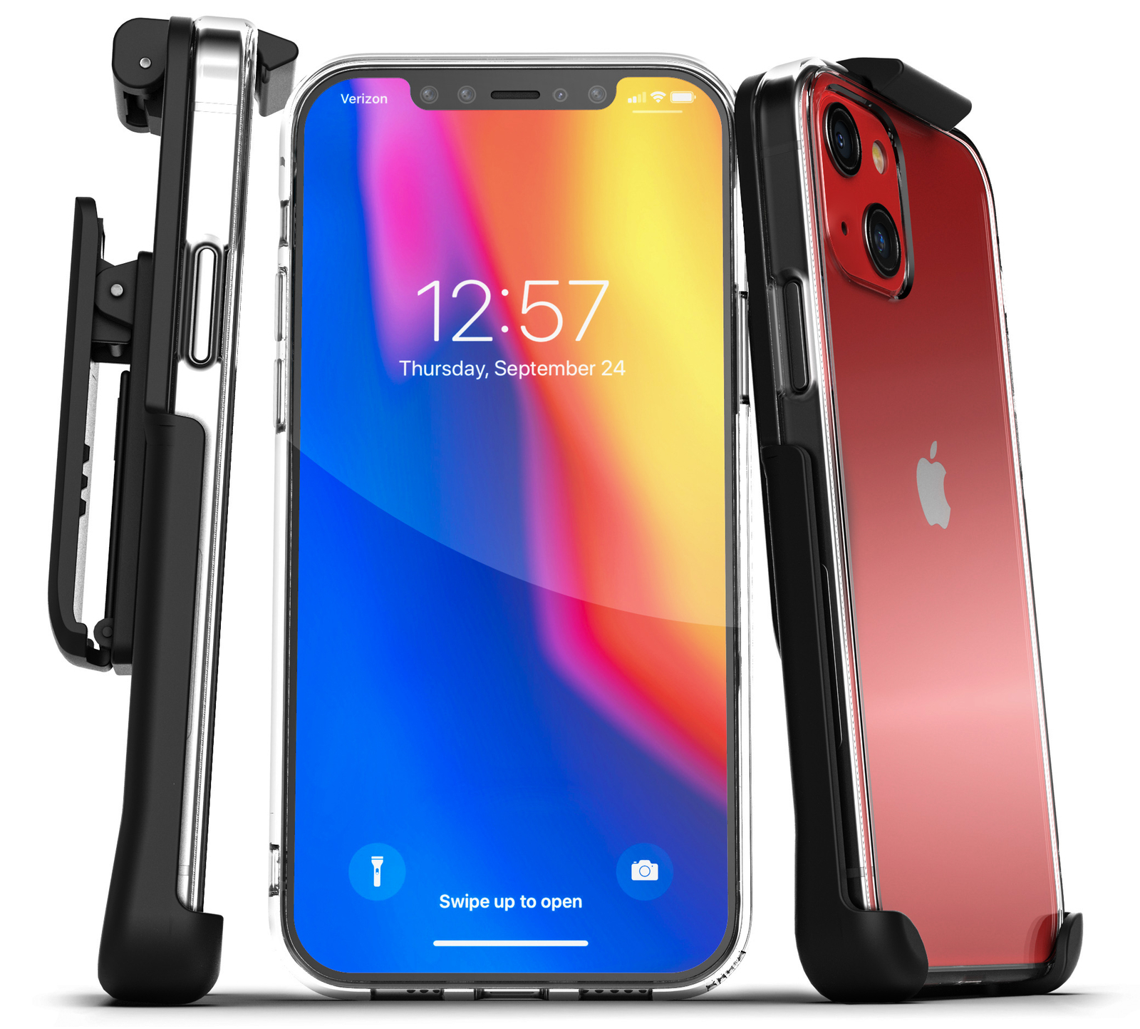 iPhone 13 Belt Clip Clear Case Transparent Phone Case with Holster