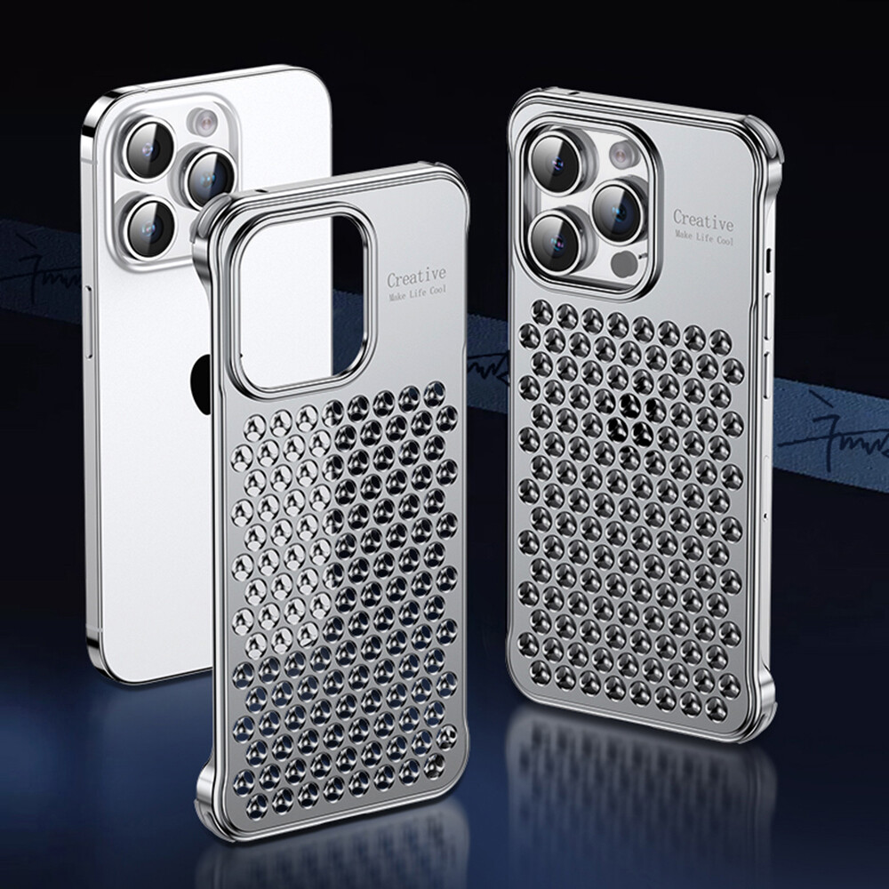 For iPhone 15 14 Case Aluminum Alloy Heat Dissipation Cooling Metallic Cover