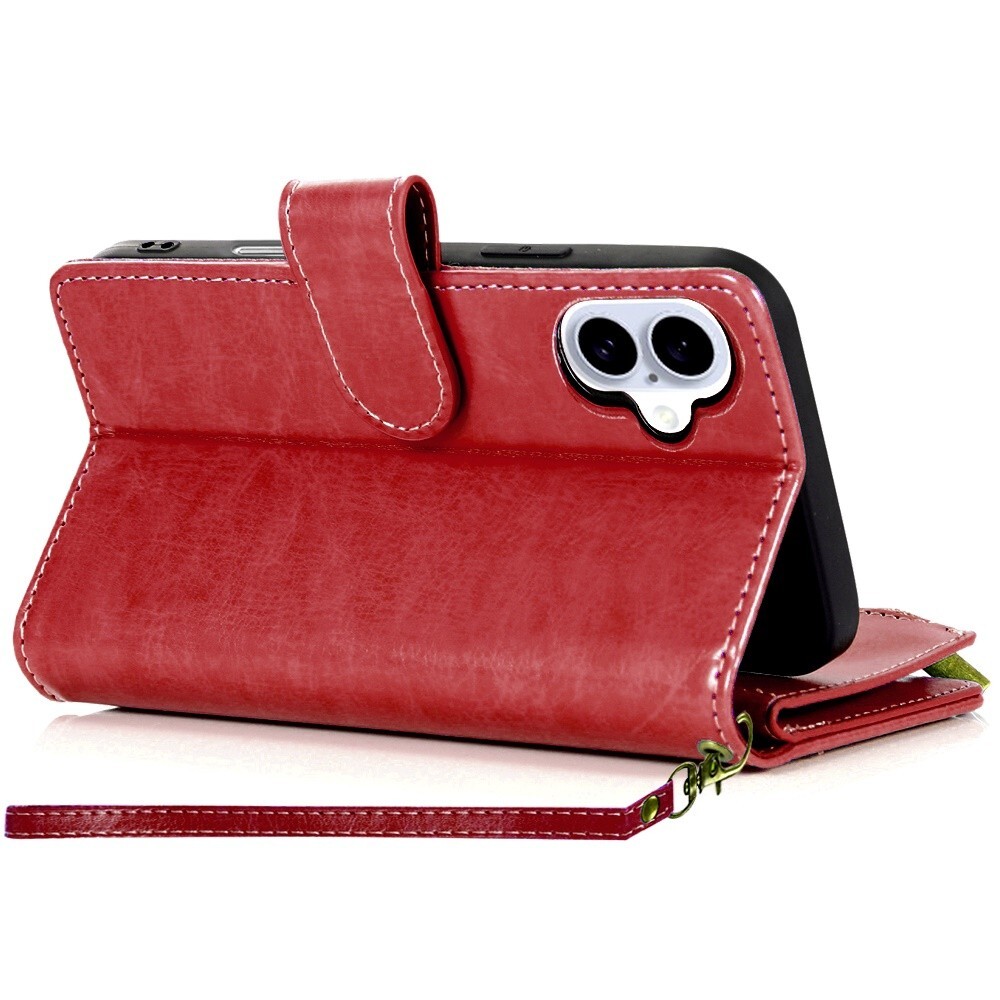 For iPhone 16 Pro Max Plus Faux leather Case Wallet Card ID Zipper Money Holder