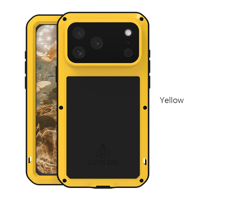 LOVE MEI Heavy Duty Metal Hard Rugged Case Cover for iPhone 17 Pro Max/17 Pro/17