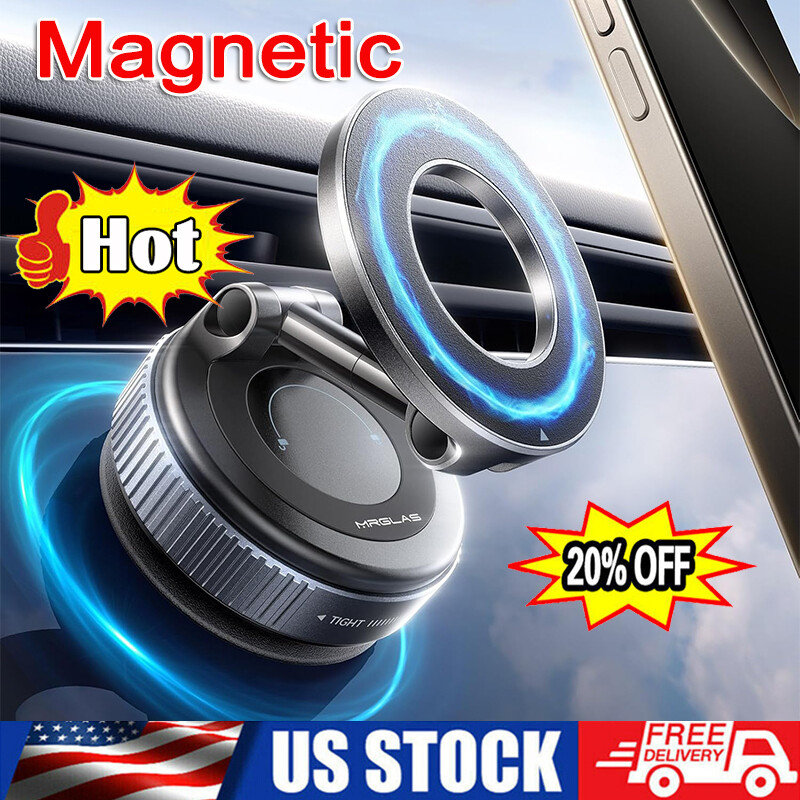 360° Adjustable Magnetic Vacuum Suction Cup Car Phone Holder Mount For MagSafe