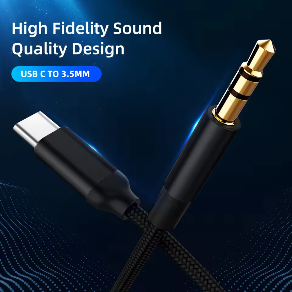 TypeC to Aux Cable USB Type-C Male To 3.5mm Cord Car AUX Music Audio Adapter LOT