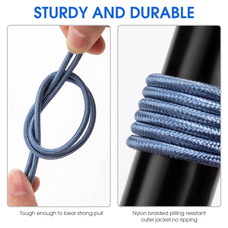 6FT 2M Blue Braided USB to Type-C Fast Charge Sync Phone Charger Cable Lot