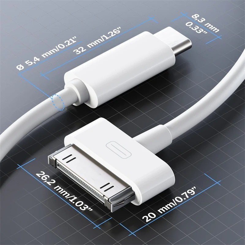 30-Pin To USB C Adapter Charging Data Sync Cable for IPhone 4 4S 3GS IPad 3 Lot