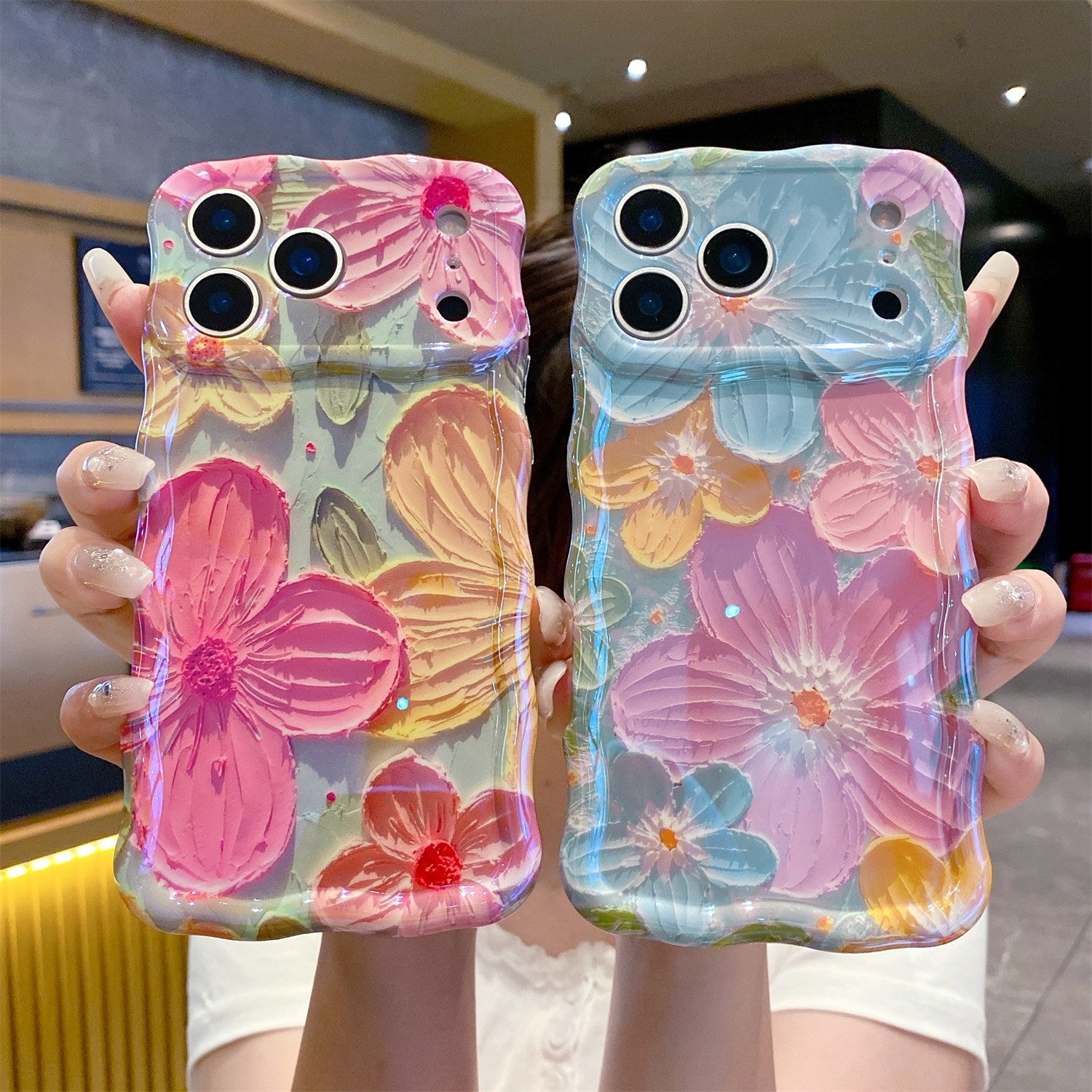 For iPhone 17 16 15 14 13 12 Pro Max Shockproof TPU Cover Back Women Floral Case