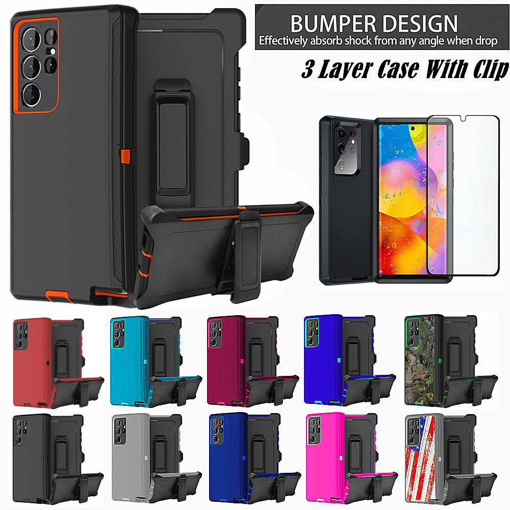 For Samsung Galaxy S22 S22+ Plus Ultra Shockproof Defender Case W/Clip & Screen