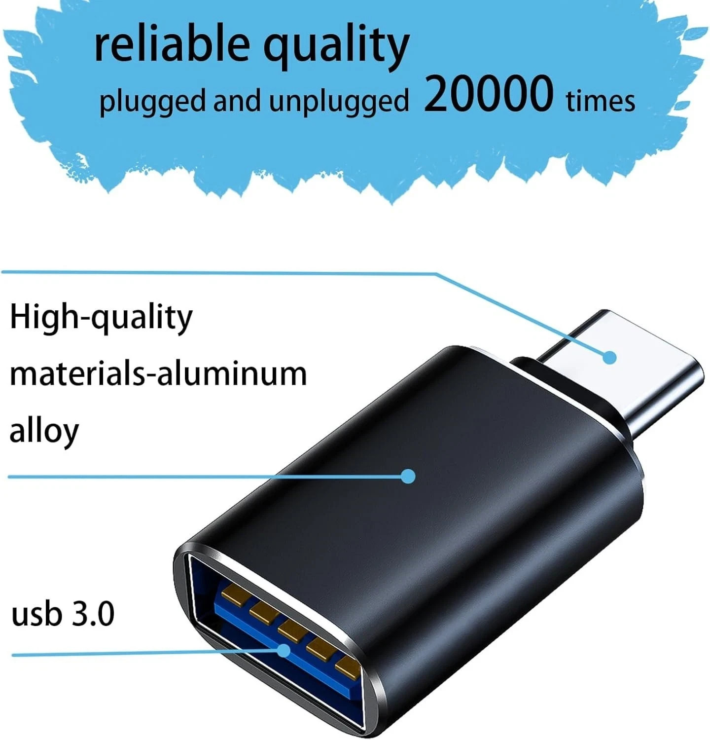 4 Pack USB-C 3.0 Male to USB A Female Adapter Converter OTG Type C Android Phone