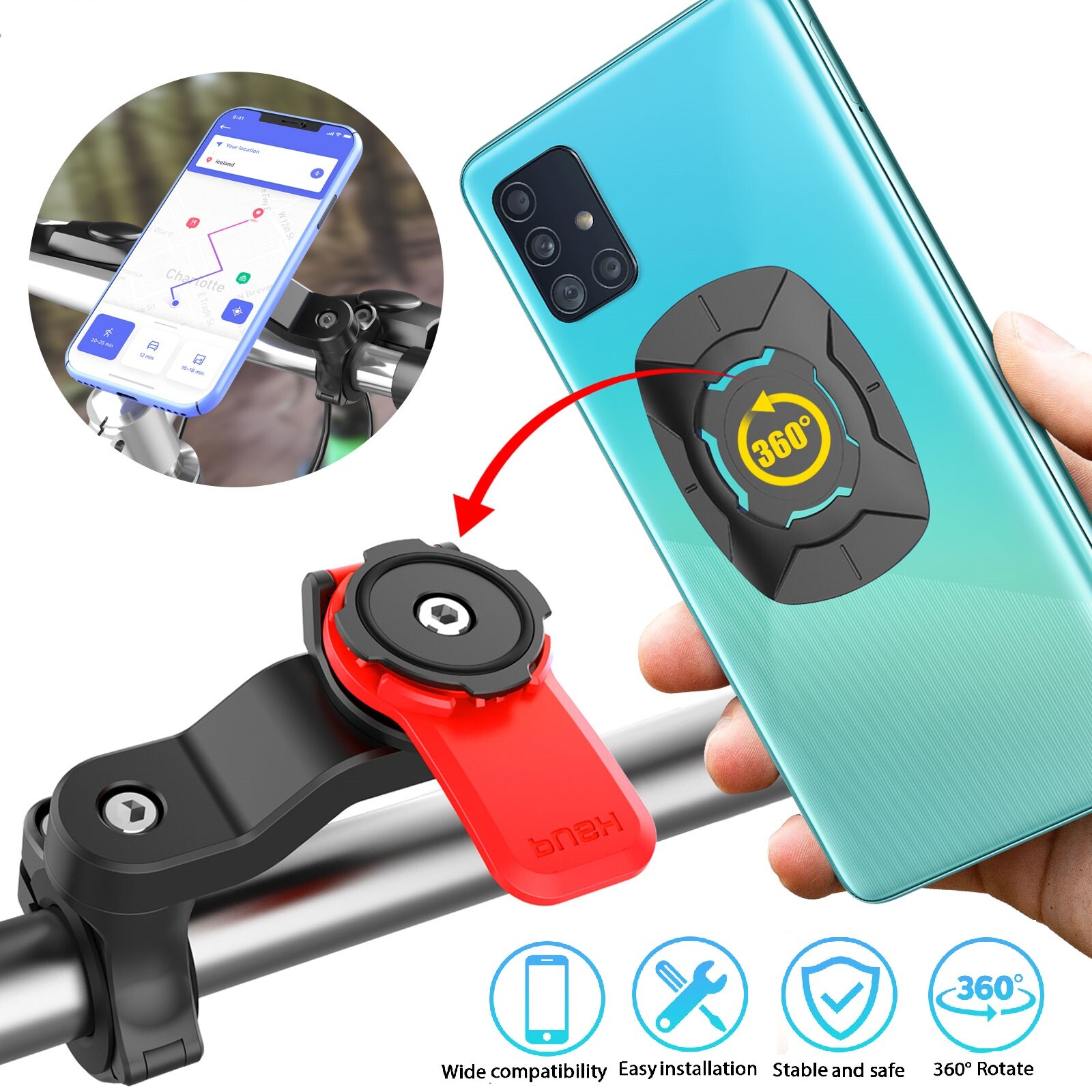 Bicycle Motorcycle MTB Bike Handlebar Mount Holder Anti-shake for Cell Phone GPS