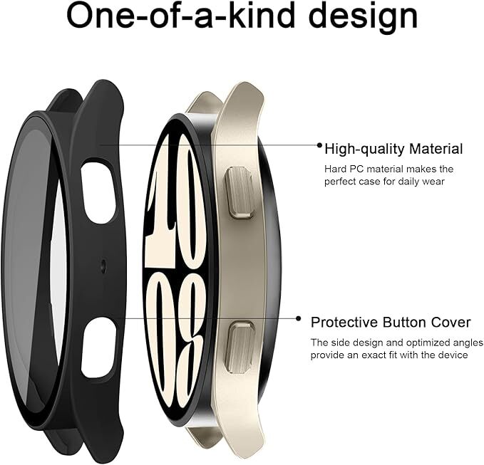 2X Samsung Galaxy Watch 4 5 6 7 40/44 Tempered Glass Protector Screen Case Cover