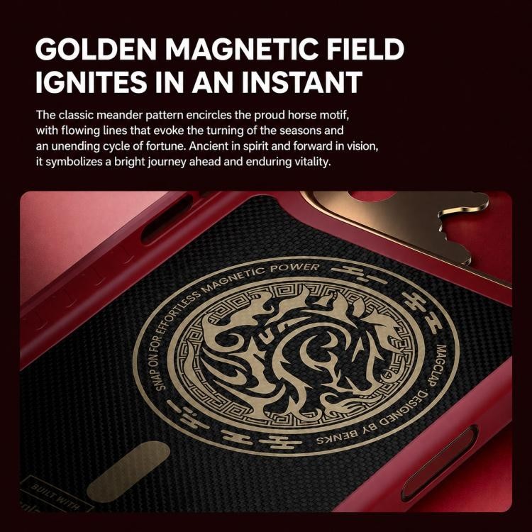 For iPhone 17 Pro Max made w/Kevlar Fiber Shockproof Magsafe – Red Gold Benks Y3