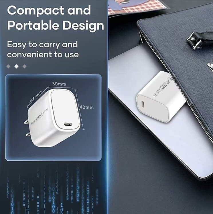 BURJME Fast Charger for iPhone & Android Devices with 2 USB-C PD Cables (25W)