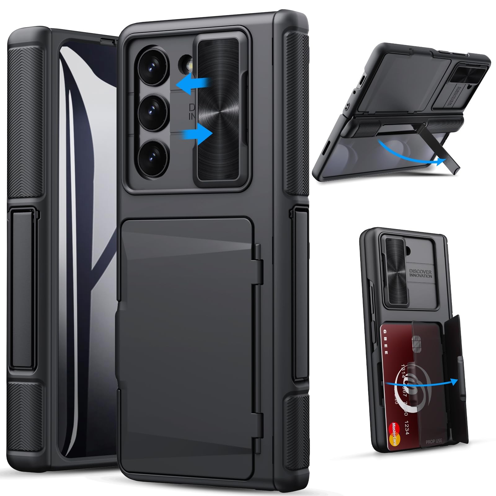 GBEE for Samsung Galaxy Z Fold 5 Case with Z 5 Wallet Case, Black