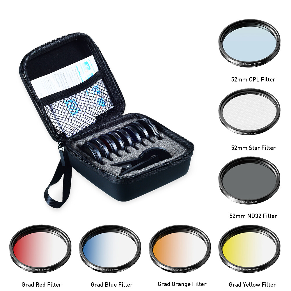 APEXEL 52MM Clip-on Color Polarizer Kit-Professional phone Camera Lens Filter