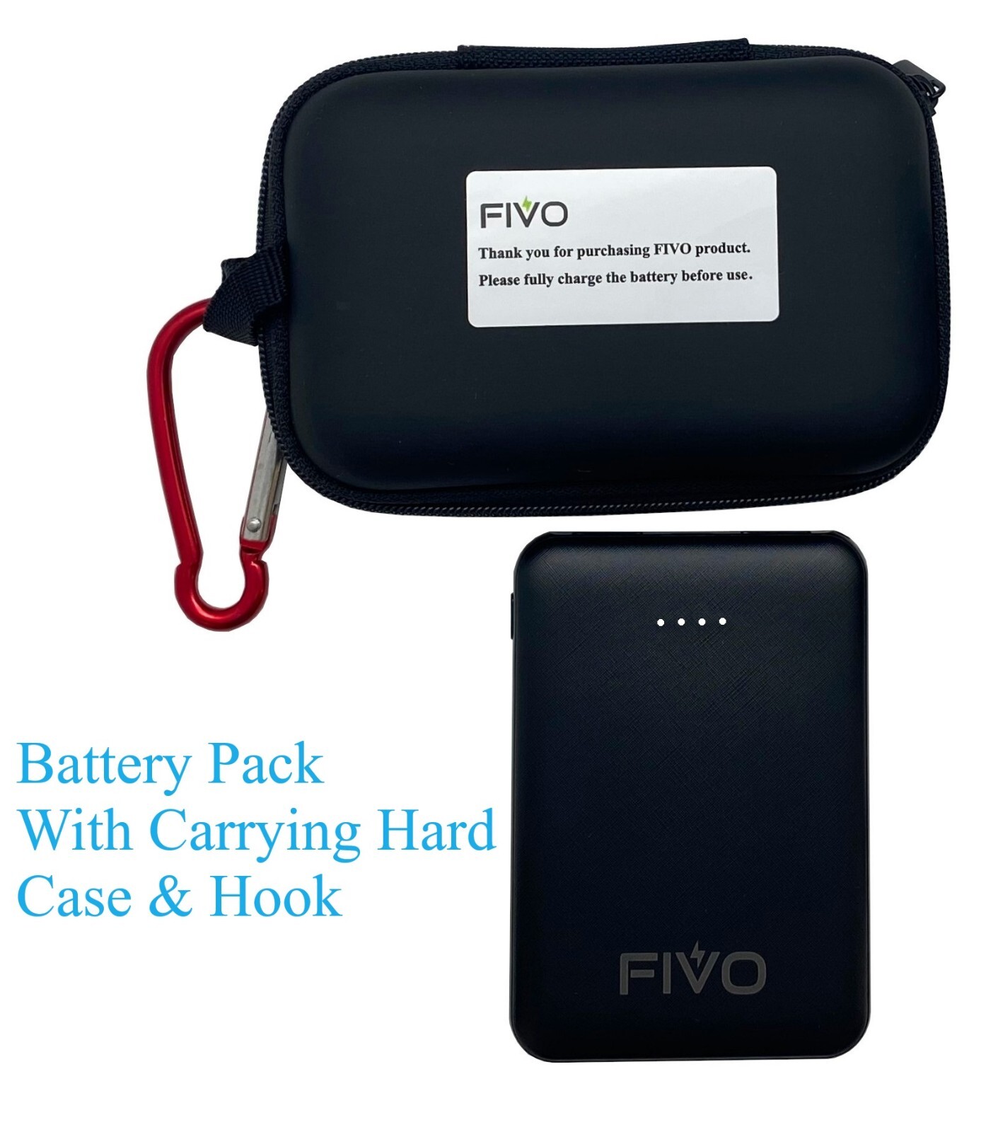 Lithium Ion Power Bank 5V 2A 5000mAh Portable Charger with USB Cable ,Case, Hook