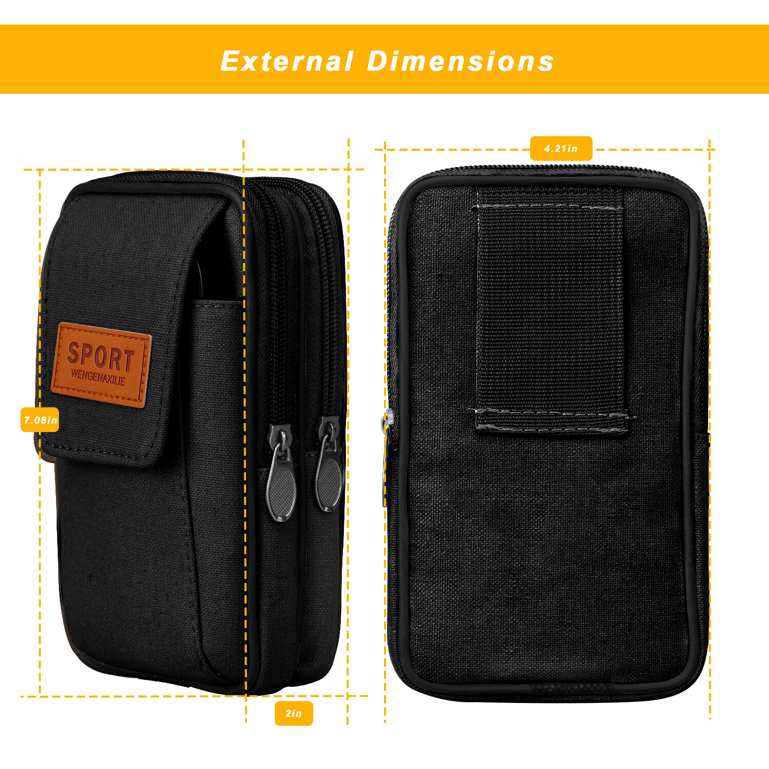 Cell Phone Vertical Pouch Canvas Wallet Case With Belt Loop Card Holder Holster