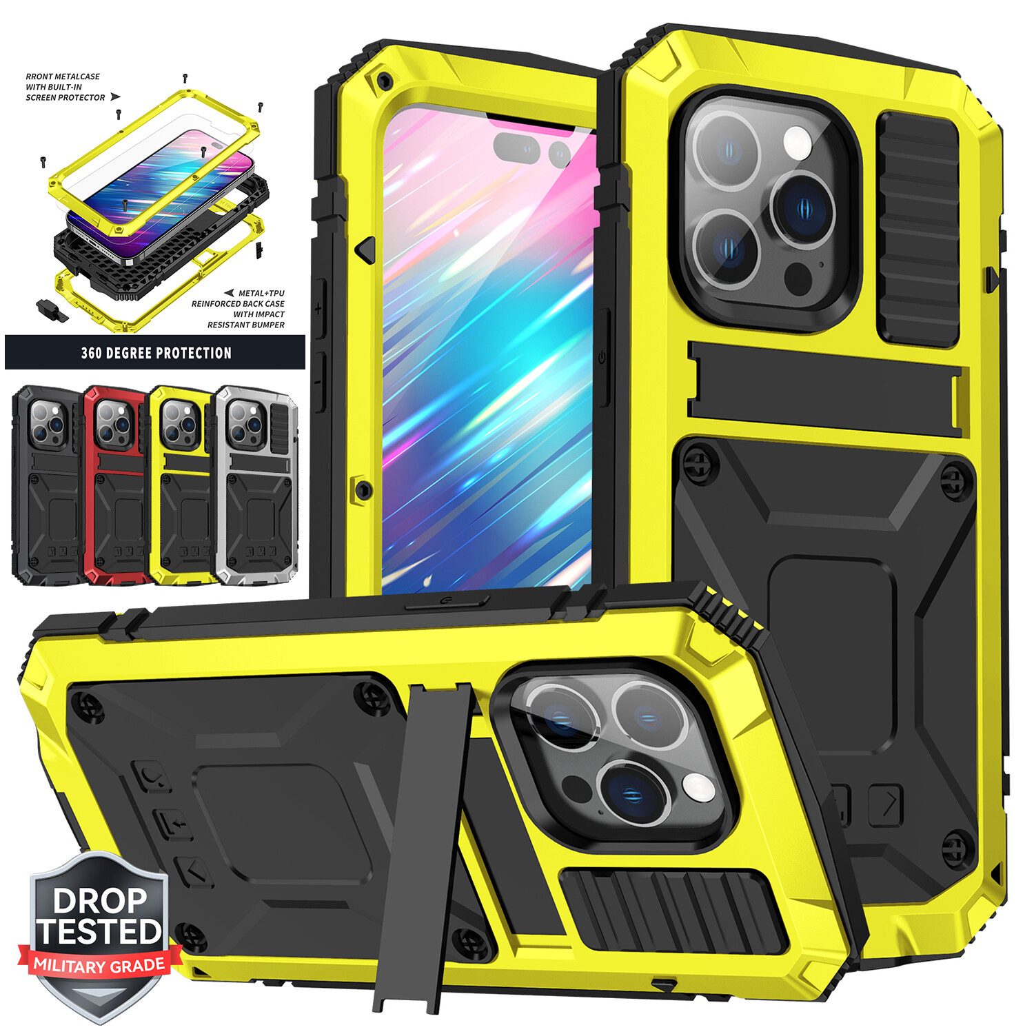 Shockproof Aluminum Metal Waterproof Case For iPhone 14 15 Pro Max 13 12 11 XS