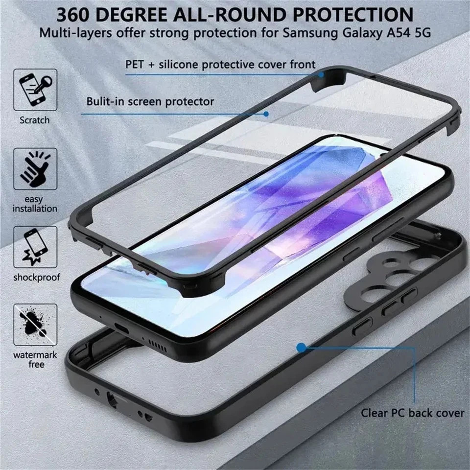 Full Body 360 Phone Case For Samsung A55 A54 A37 A25 A56 A16 A17 A15 A36 A57 5G